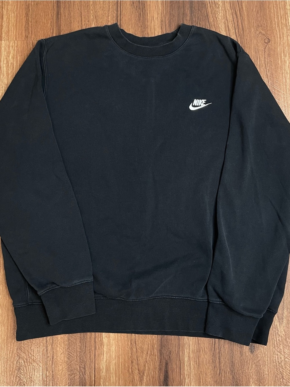 Nike Black Essential Crewneck Sweatshirt with White Swoosh